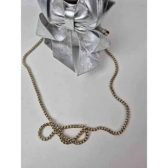 Jimmy Choo Metallic Silver Micro Bon Bon Top Handle Bag